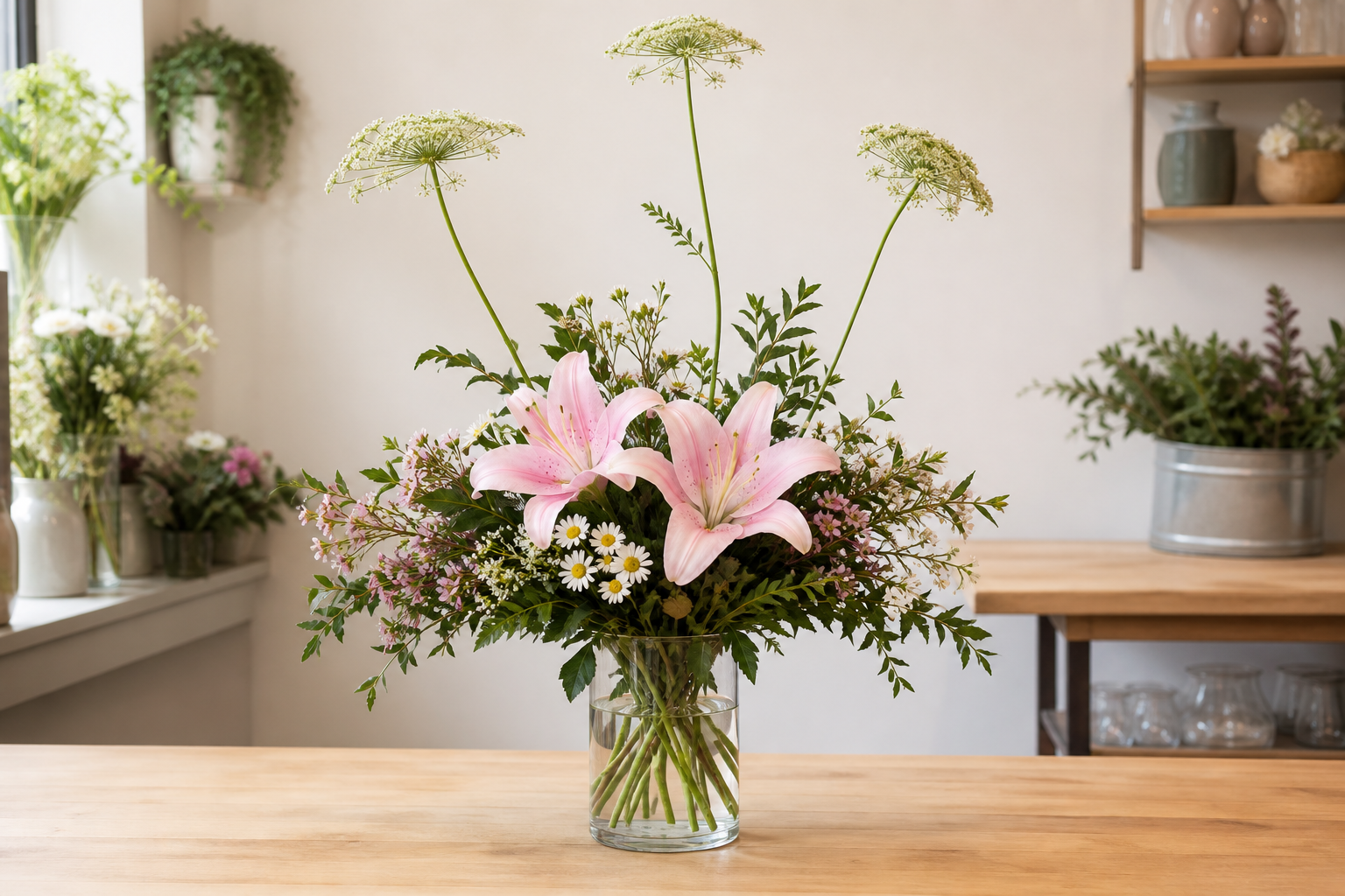A practical skill being learned with real flowers
